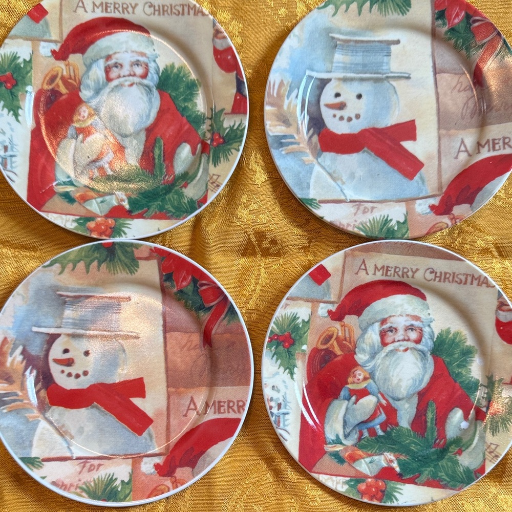 Festive Santa and Snowman Holiday Mini Plates